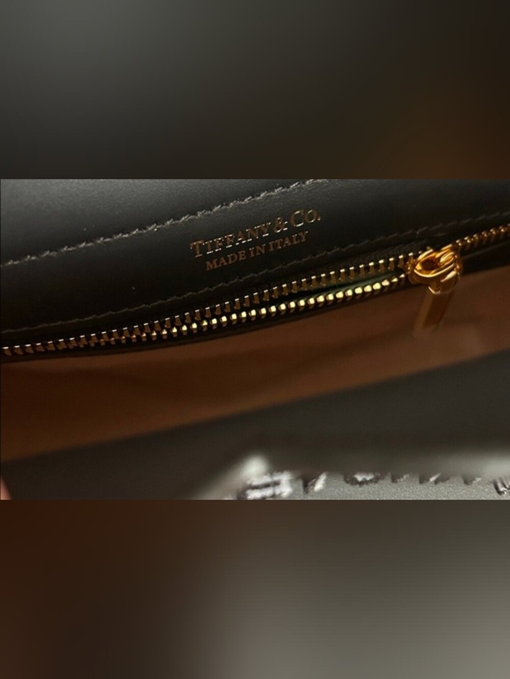 Tiffany & Co. Authentic Black Leather Heart Tote with Gold Chain Raised Letters - Picture 8 of 11